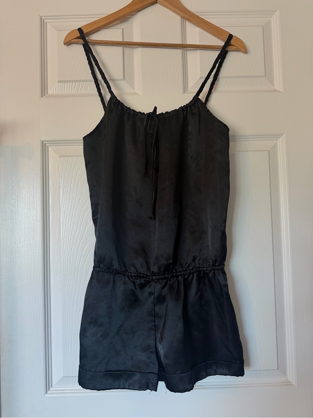 LUX Black Satin Romper